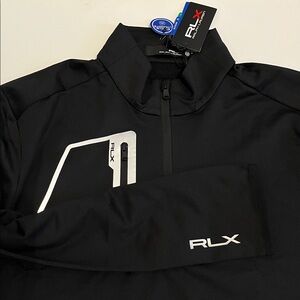 RLX Ralph Lauren 1/4 Zip Pullover Shirt Mens XL Black  Wicking Pocket NWT $148